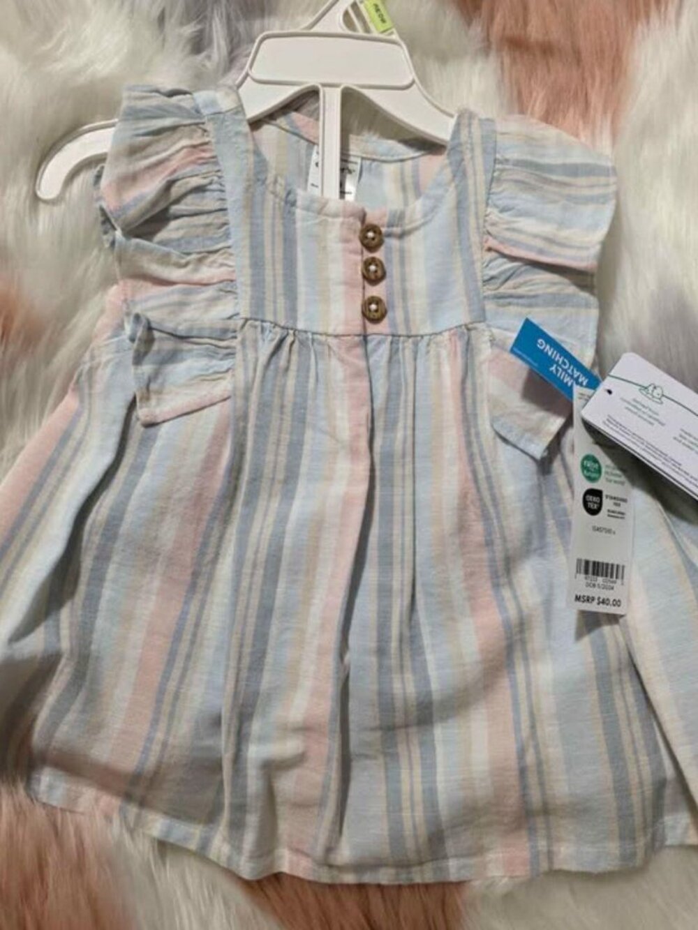 Carter ’s Baby #Girl Striped Flutter Sleeve #Dress NWT